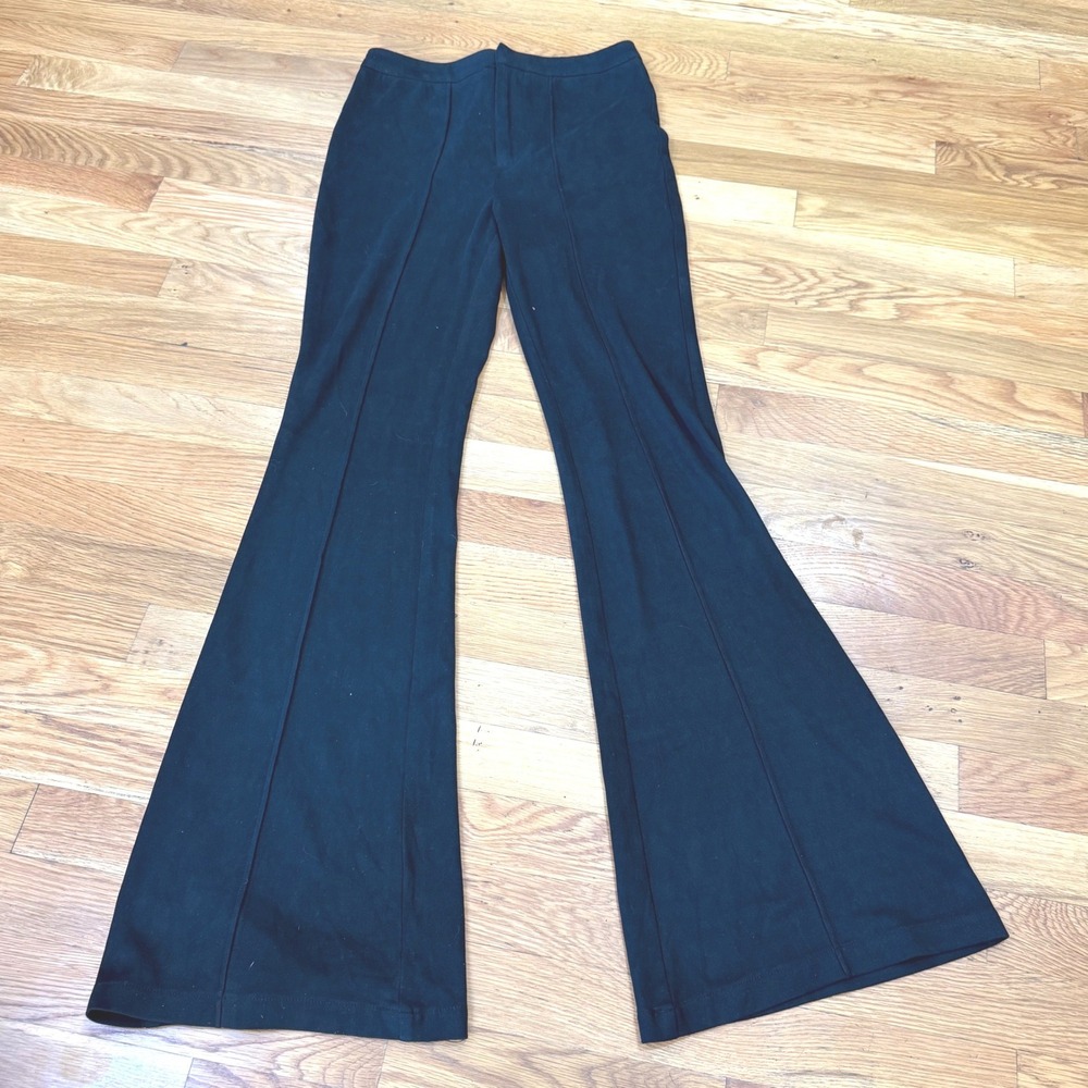 Jealous Tomato Black High Waisted Flare Pants Front Seam Detail Small